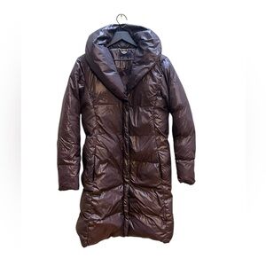 Erin Snow knee length Women's Brown Puffer Coat size large